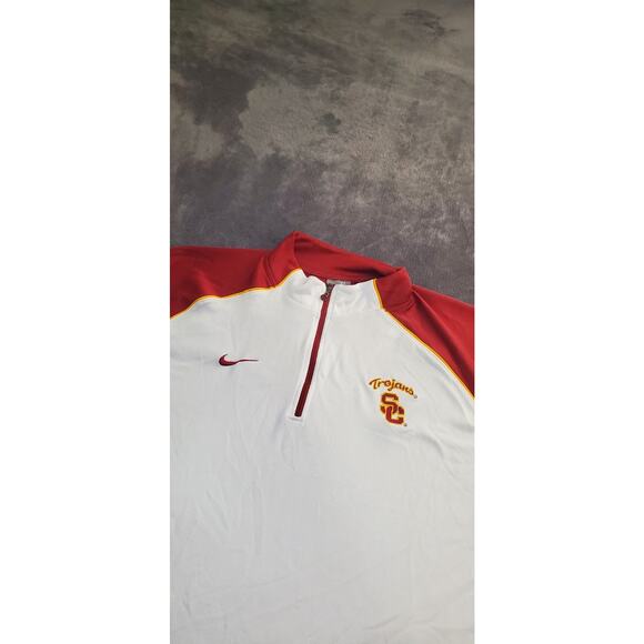 Nike Vintage USC Trojans Sz XL Embroidered WHITE Red Polo 1/4 Zip Mens Team C25 - Picture 5 of 10
